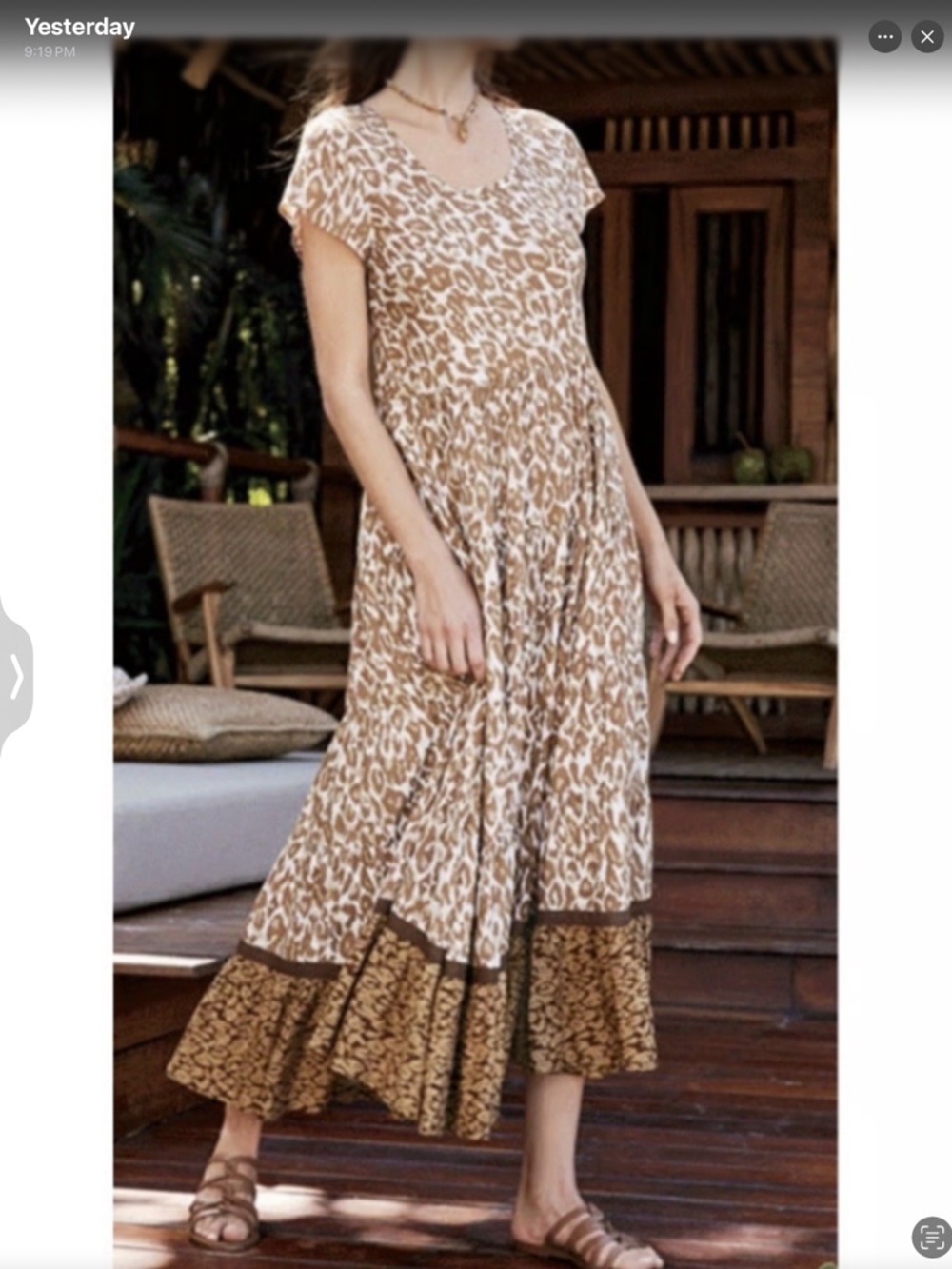Soft‎ Surroundings Kara Tiered Maxi Dress Brown Leopard  Print Size Medium - Picture 3 of 16